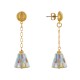 Boucles d'Oreilles Clous Laiton Chainette et Cône en Nacre Facetté Multicolore