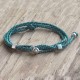 Bracelet Homme Métal Argenté Cubes Fermoir Bouton et Lien en Paracorde