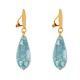 Boucles d'Oreilles Clips Laiton Doré Pastille Brossée et Goutte de Nacre Facettée