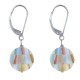 Boucles d'Oreilles Dormeuse Argent 925 et Perle de Nacre Facettée Multicolore