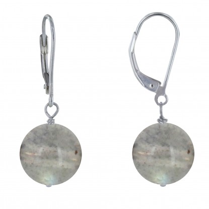 Boucles d'Oreilles Dormeuse Argent 925 et Perle de Labradorite