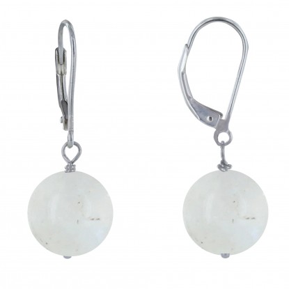 Boucles d'Oreilles Dormeuse Argent 925 et Perle de Pierre de Lune