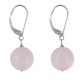 Boucles d'Oreilles Dormeuse Argent 925 et Perle de Quartz Rose