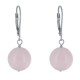 Boucles d'Oreilles Dormeuse Argent 925 et Perle de Quartz Rose