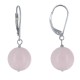 Boucles d'Oreilles Dormeuse Argent 925 et Perle de Quartz Rose