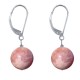 Boucles d'Oreilles Dormeuse Argent 925 et Perle de Rhodochrosite