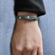 Bracelet Homme Métal Argenté Cubes Fermoir Bouton et Lien en Paracorde
