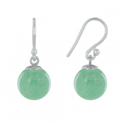  Boucles d'Oreilles Argent 925 Billes d'Aventurine