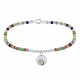 V Bracelet Argent Perles Facettées Multicolores Oeil de Sainte Lucie Ovale