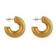 Boucles d'Oreilles Acier Doré 316 L Demi Créoles Rondes 3cm