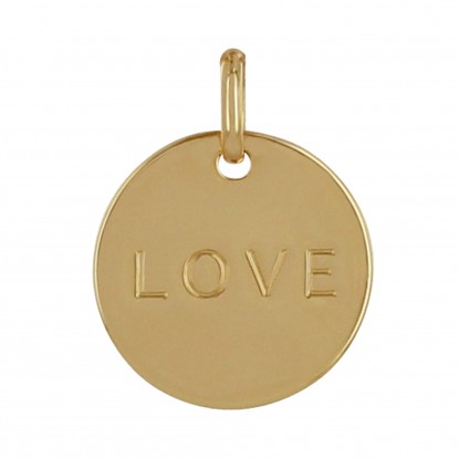 Pendentif Plaqué Or Médaille Ronde Gravé "LOVE"