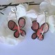 Boucles d'Oreilles Papillons Émaillés Rouge et Rose