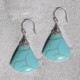 Boucles d'Oreilles Argent 925 Éventail Couleur Turquoise