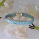 Bracelet Mixte Tresse en Cuir de Chèvre Bleu Ciel 7mm