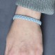 Bracelet Mixte Tresse en Cuir de Chèvre Bleu Ciel 7mm
