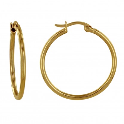 Boucles d'Oreilles Acier Doré 316 L Moyennes Créoles Rondes 3cm