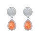 Boucles d'Oreilles Clips Laiton Argenté Pastille Striée et Goutte Cristal