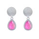 Boucles d'Oreilles Clips Laiton Argenté Pastille Striée et Goutte Cristal