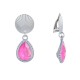 Boucles d'Oreilles Clips Laiton Argenté Pastille Striée et Goutte Cristal