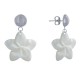 Boucles d'Oreilles Clous en Laiton Fleurs de Frangipanier en Nacre de Coquillage