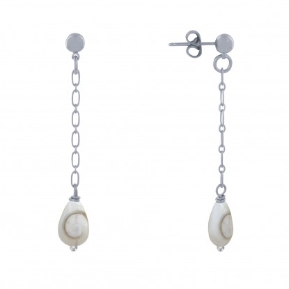 Boucles d'Oreilles Chainette Laiton et Goutte Oeil de Sainte Lucie