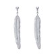 Boucles d'Oreilles Clous en Laiton Argenté et Longue Plume