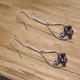 Boucles d'Oreilles Argent 925 6 Perles de Cristal Violettes