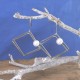 Boucles d'oreilles en Argent 925 Carré et sa Perle - Classics