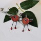 Boucles d'Oreilles Petits Oiseaux Émaillés Rouge