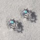 Boucles d'Oreilles Clous Argent 925 Deux Gouttes Inversés et Petite Perle Turquoise
