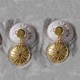Boucles d'Oreilles Laiton Doré Rond Coloré et Coquille d'Oursin