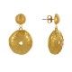 Boucles d'Oreilles Laiton Doré Rond Coloré et Coquille d'Oursin