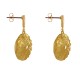 Boucles d'Oreilles Laiton Doré Rond Coloré et Coquille d'Oursin
