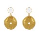 Boucles d'Oreilles Laiton Doré Rond Coloré et Coquille d'Oursin