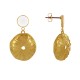 Boucles d'Oreilles Laiton Doré Rond Coloré et Coquille d'Oursin
