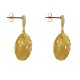 Boucles d'Oreilles Laiton Doré Rond Coloré et Coquille d'Oursin