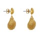 Boucles d'Oreilles Laiton Doré Rond Coloré et Coquille Saint Jacques
