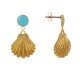 Boucles d'Oreilles Laiton Doré Rond Coloré et Coquille Saint Jacques