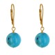 Boucles d'Oreilles Dormeuse Plaqué Or Perle de Turquoise