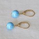 Boucles d'Oreilles Dormeuse Plaqué Or Perle de Turquoise