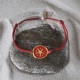 Bracelet Lien Médaille en Laiton Etoile émaillée Rouge