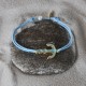 Bracelet Lien Médaille en Laiton Ancre émaillée Turquoise