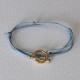 Bracelet Double Tour Plaqué Or Fermoir T et Lien en Cuir Coulissant 