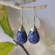 Boucles d'Oreilles Argent 925 Goutte Bombée Coquillage Teinté Bleu