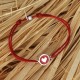 Bracelet Lien Médaille Argent 925 Ronde Coeur Emaillée Rouge