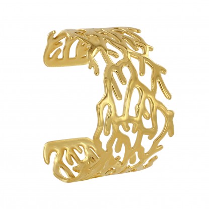Bracelet Acier Doré Manchette Corail