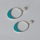 Boucles d'Oreilles Clous Métal Argenté Cercle et Croissant de Lune Translucide Coloré