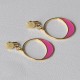 Boucles d'Oreilles Clip Métal Doré Cercle et Croissant de Lune Translucide Coloré