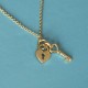 Collier Plaqué Or Breloques Cadenas Coeur et Clé