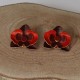 Boucles d'Oreilles Clous Laiton Orchidée en Cuir